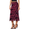 thumbnail image 4 of INSPIRE CHIC Floral Skirt for Women's Elastic High Waist Mesh Fishtail Fall Winter Elegant Midi Skirt XS Red, 4 of 5
