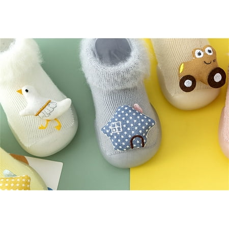 

Quealent Baby Booties Baby Girls Boys Plush Snow Boots Soft Sole Anti-Slip Mid Calf Warm Winter Toddler Walking Shoes Blue 18 Months