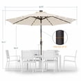 thumbnail image 3 of ACEGOSES 9ft LED Outdoor Patio Deck Solar Light Umbrellas w/ Tilt,Crank and 8 Ribs,Begie, 3 of 9