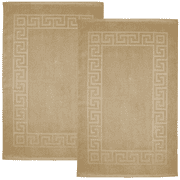 Dan River Tan Bath Mat Greek Set 2 piece 20x32 in Soft Quick Drying Cotton Bathroom Rugs