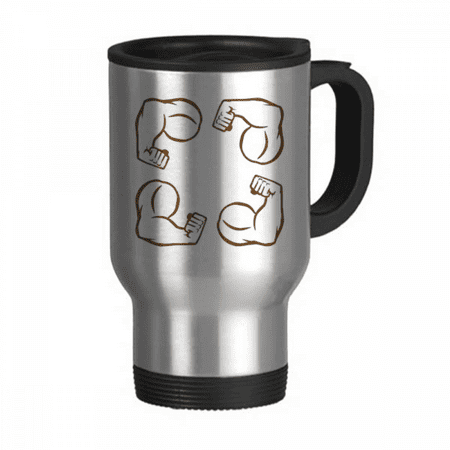

Arm Fist Power Cycle Art Deco Fashion Travel Mug Flip Lid Stainless Steel Cup Car Tumbler Thermos