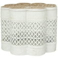 thumbnail image 4 of DecMode 8", 7", 6"W White Metal Quatrefoil Decorative Jars with Wood Carved Lids, 3-Pieces, 4 of 9
