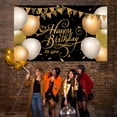 thumbnail image 3 of Kripyery Birthday Banner Clear Printing Glitter Polyester Happy Birthday Party Backdrop Cloth Home Decor for Festival, 3 of 8