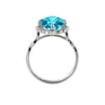 thumbnail image 4 of 2.25 ctw Aquamarine Ring with Diamonds 14K White Gold Flower Leaves Halo, 4 of 7
