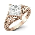 thumbnail image 3 of Mooneye 1.30 Ct Square Moissanite Diamond Filigree 925 Sterling Silver Rose Vermeil Women Gift Ring, 3 of 3