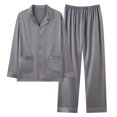 thumbnail image 2 of Afuyipoi Mens Button Down Pajama Sets,Soft Lightweight Solid Color Casual Long Sleeve Pjs Sets Gray 3XL, 2 of 3