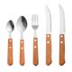 thumbnail image 1 of Juegos de cubiertos de 5, juego de cucharas, cuchillo y tenedor, acero inoxidable con mangos anchos de madera, juego de cubiertos, vajilla, 1 of 5