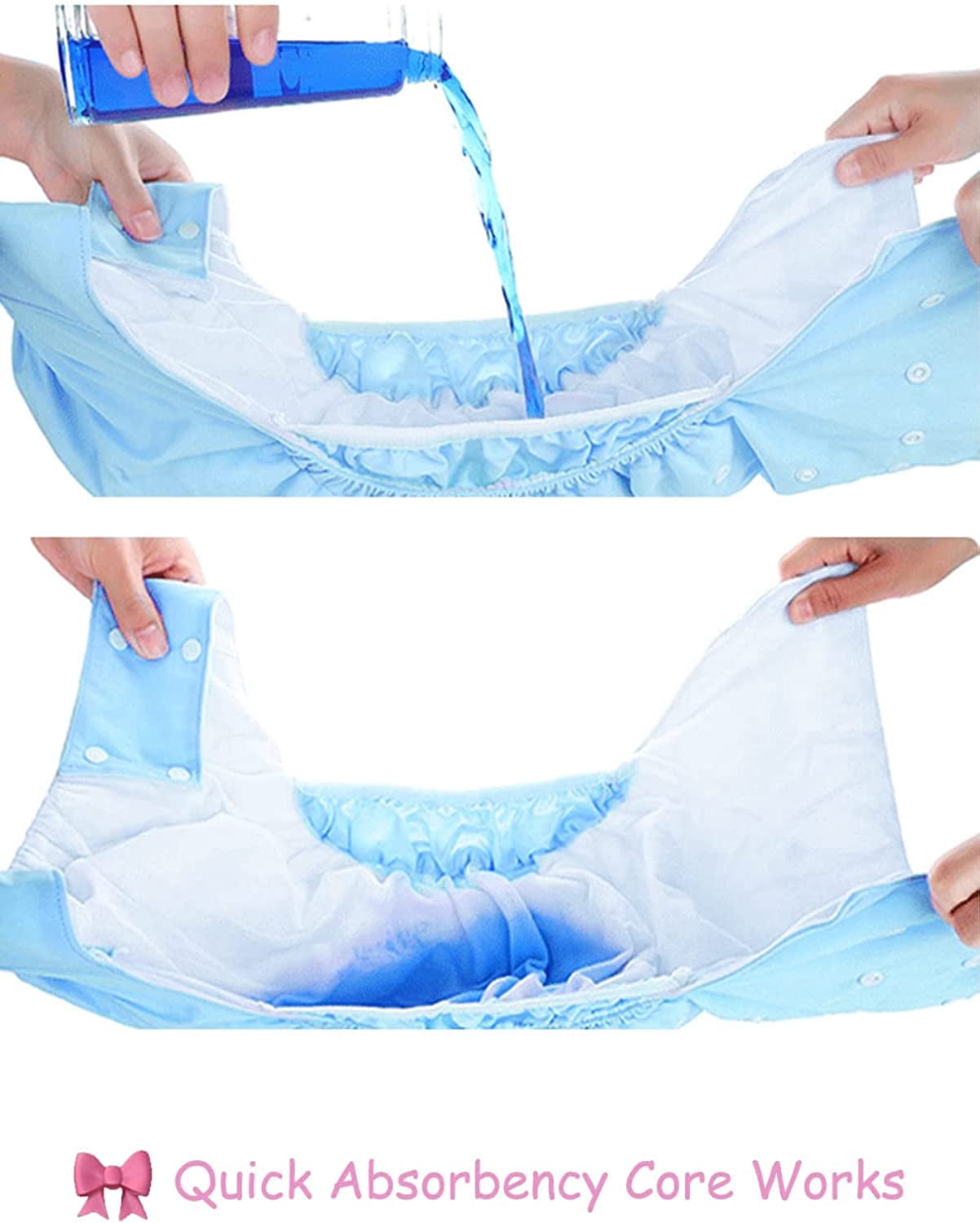 CutiePlusU Adult Cloth Diaper Washable Adult Pocket Nappy Cover Adjustable Reusable Breathable Leak Free Blue
