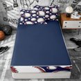 thumbnail image 4 of Erosebridal Cartoon Baseball Lover Zipper Twin Comforter Sets with Fitted Sheet and 2 Pillowcases for Boys Men, Sports Ball Print Zipper Bedding Set, Navy Reversible, 4 Pieces, 4 of 7