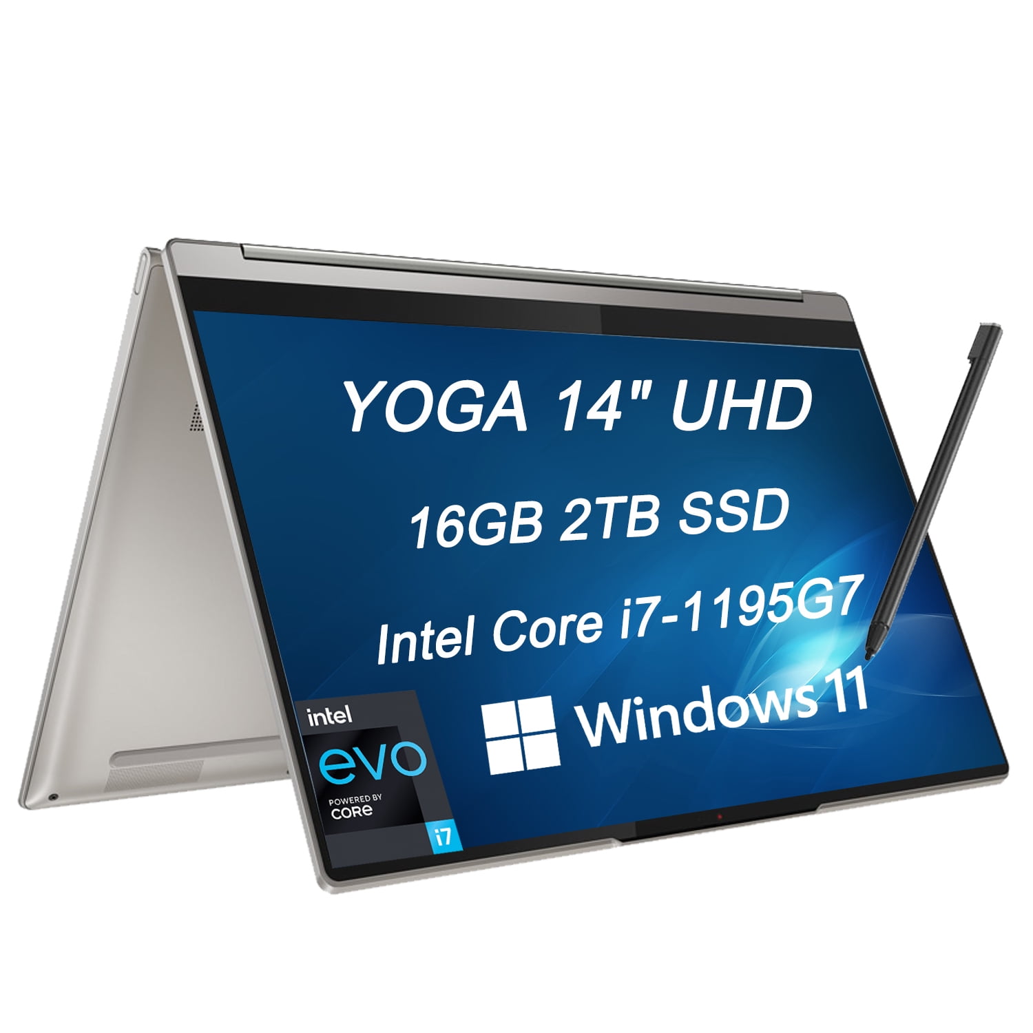 2022 Lenovo Yoga 9i 14" UHD 4K 500 Nits 2-in-1 Touchscreen (Intel 4-Core i7-1195G7, 16GB LPDDR4x RAM, PCle SSD, Webcam, Active Business Laptop, Backlit, Thunderbolt 4, Windows 11 Home - Walmart.com