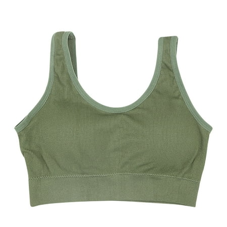 

EHTMSAK Wireless Everyday Bralettes for Women V Neck Wireless Sports Padded Bra with Strap Green F
