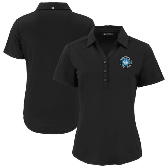 Women's Cutter & Buck  Black Charlotte FC Forge Eco Stretch Recycled Polo