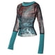 thumbnail image 1 of Blusa de mujer con estampado transparente de malla Camisetas simples de verano Moda para festival de playa FLhrweasw Para estrenar, 1 of 8