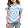 thumbnail image 3 of ibiyuan Girls Gradient T-Shirt, Heart Print Short Sleeve Summer Tops, Round Neck Casual Basic Tees for Kids Teenager Girls, 3 of 8