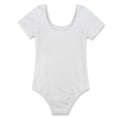 thumbnail image 5 of Aiihoo Kids Girls Short Sleeves Round Neck Classic Plain Ballet Dance Leotard Gymnastics Activewear Jumpsuit White 4, 5 of 7