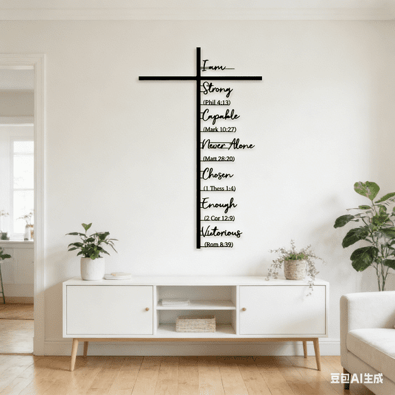 Bisitoy Large Metal Cross Wall Art with Scripture - Christian Religious Wall Decor, Jesus Home Church Wall Hanging, Scripture-Inspired Christian Gift for Christians