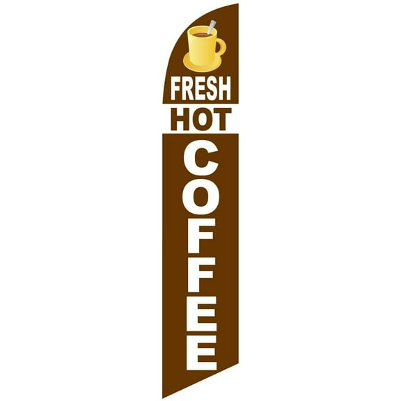 Fresh Hot Coffee Feather Banner Swooper Flag - NO WIND REQUIRED - Replacement FLAG ONLY