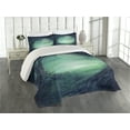 thumbnail image 2 of Ambesonne Gothic Quilted Coverlet 3 Pcs, Spooky Valley in Woods, Queen Size, Navy Green, 2 of 4