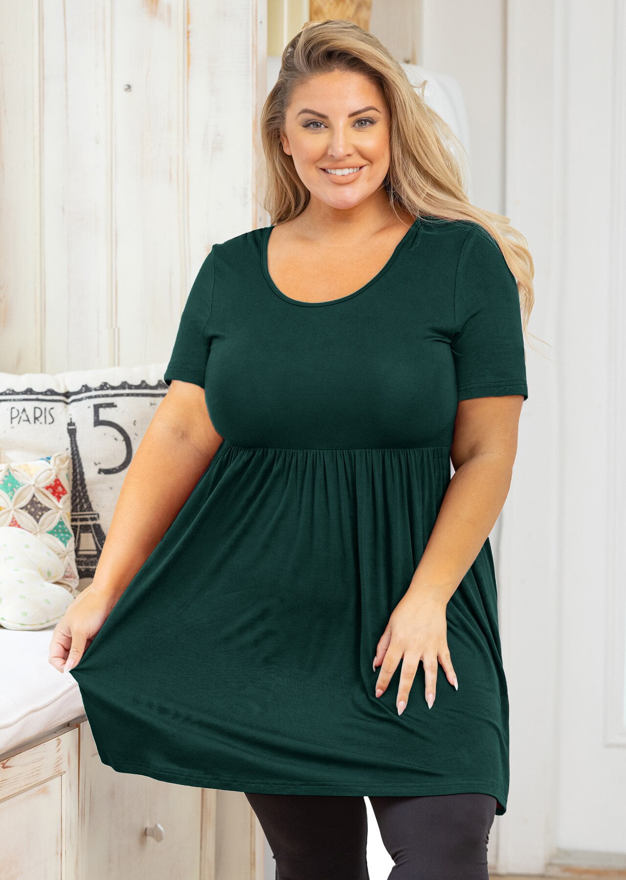 SHOWMALL Women Plus Size Shirt Babydoll Tops Cashew Blue 5X Scoop Neck  Summer Maternity Short Sleeve Tunic Tee Clothing for Leggings