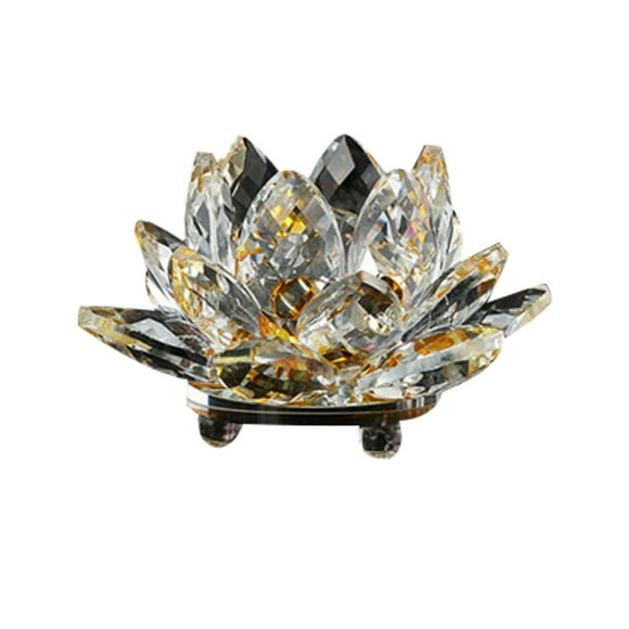 EGNMCR Room Decor Home Decor Colored Crystal Glass Lotus Candle Tea Lamp Buddhist Candle Light Holder