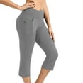 thumbnail image 3 of Mrat Women's Fit Pants Yoga Capris Pants Ladies Knee Length Leggings High Waisted Yoga Workout Exercise Capris For Casual Summer With Pockets Female Stretch Legging Gray XXL, 3 of 7