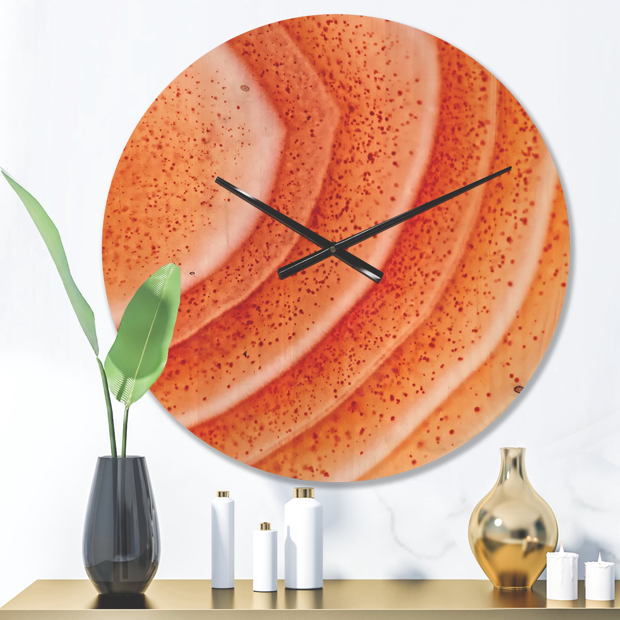 Designart 'Kazakhstan Red Macro Agate ' Modern Wood Wall Clock