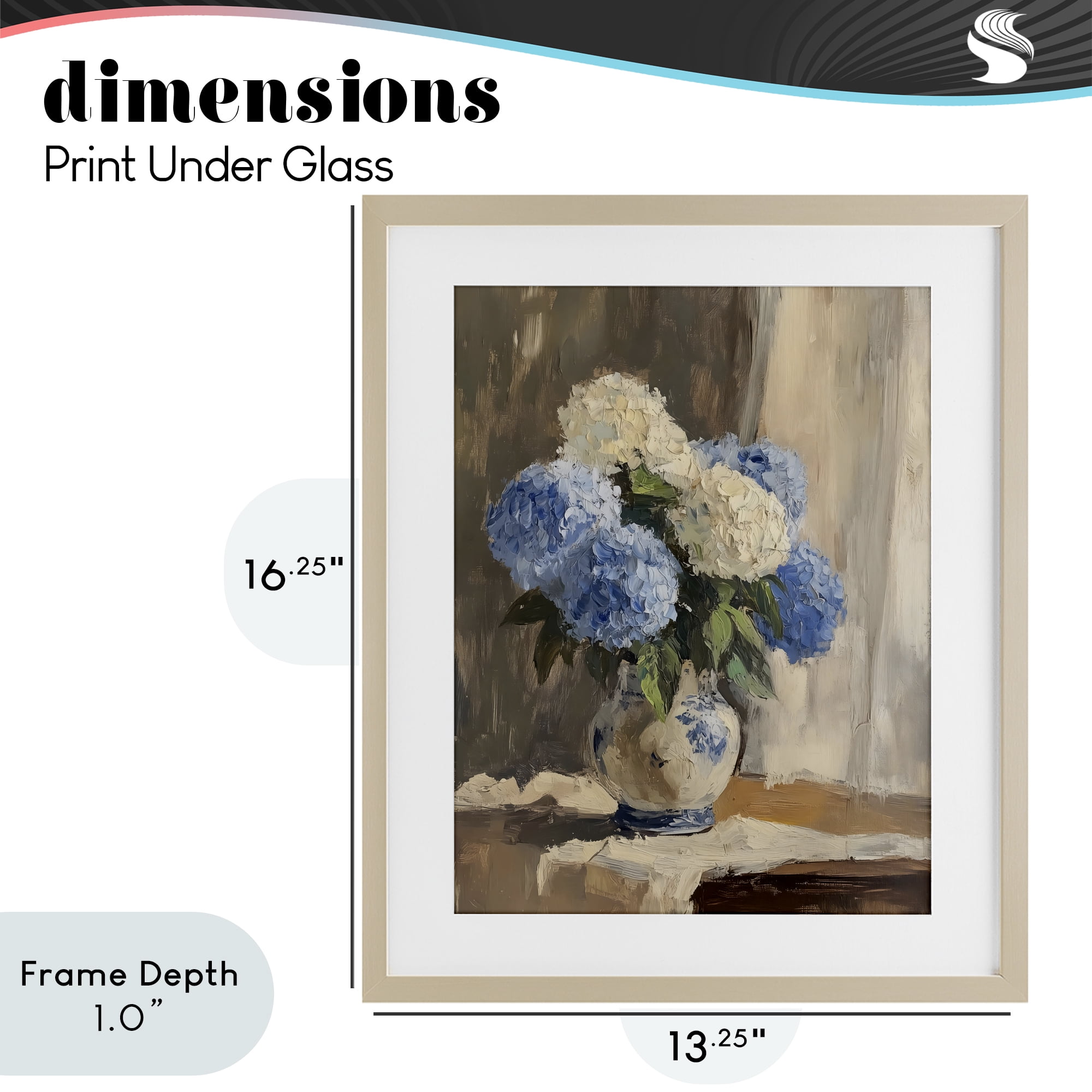 Stupell Industries Vintage Hydrangea in Ceramic Vase Birch Framed Print Under Glass, design by LSR Design Studio