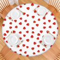 thumbnail image 2 of Red Strawberry Plants Fruit White Pattern Round Fitted Tablecloth with Elastic Edge,Dining Table Cover Waterproof,Outdoor Round Tablecloth for Camping,Dining,Indoor and Outdoor, 2 of 7
