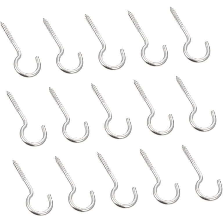 20pcs Screw Ceiling Hook Hooks for Hanging Garland Hook Screw Hook Screws  for Wood Screw Eyes Eye Bolt Screw Stainless Steel Silver Screw-in Hook for
