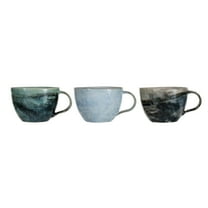 Creative Co-Op Stoneware Mug with Marble Finish and Various Colors, Multicolor, Set of 3