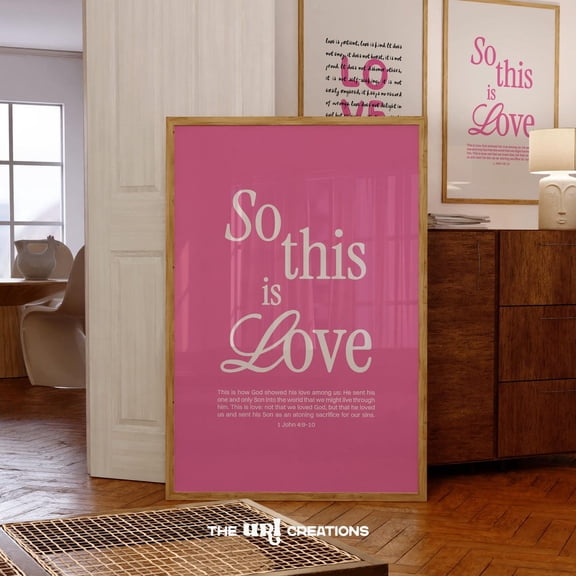 Pink Christian Wall Art Bible Verse Poster Retro Scripture Wall Art Love Quote Prints Aesthetic Valentines Day Decor Print Wall Art, Modern Wall Decor, 8x12 UNFRAMED