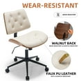 thumbnail image 6 of HAWGUAR Armless Home Office Chair with Wheels Mid Back Modern Walnut Chair Small Desk Chair No Arms Leather  Computer Chair for Office, Meeting Room,Makeup Room (Beige), 6 of 6