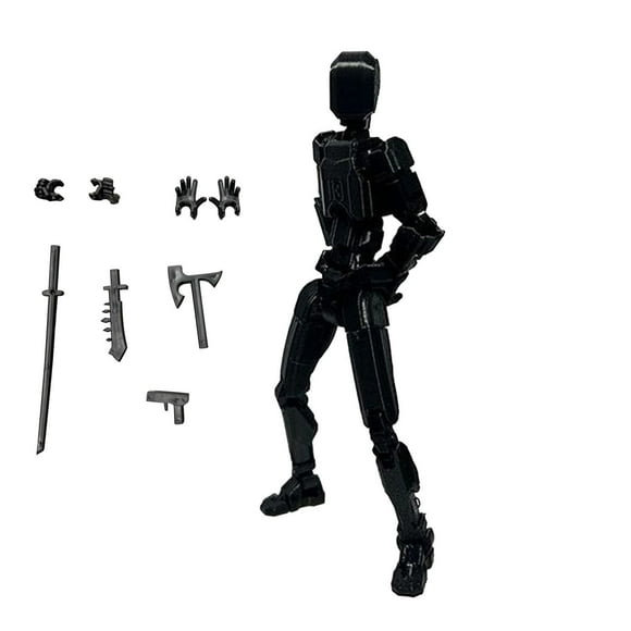 Titan 13 Action Figure, T13 Action Figure Robot, Stikbot Toys with Weapon Accessories, 3D Printed Action Figures Toys, Multi-jointed Movable Stick Bots Articulated Robot Dummy, Bot Figures