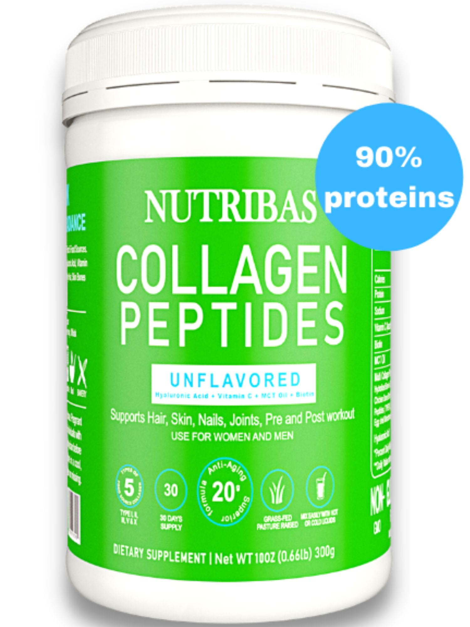 NUTRIBAS® Multi Collagen Proteins Powder Unflavored with Hyaluronic