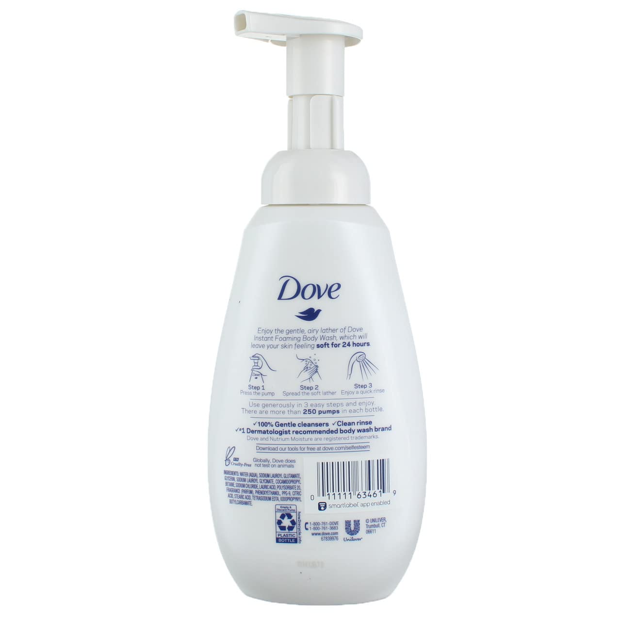 Dove Instant Foaming Body Wash for Soft, Smooth Skin Deep Moisture Cleanser That Effectively Washes Away Bacteria While