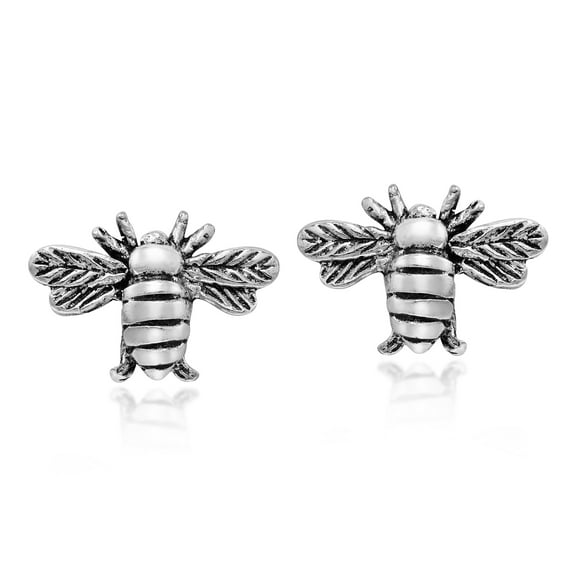 Aeravida Minimalist Mini .925 Sterling Silver Honey Bumble Bee Animal Lover Post Stud Earrings | Cute Sterling Silver Stud Earring for women | Bee Stud Earrings | Stud Earrings