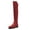 Red, variant on YDN Women Stretchy Pull On Round Toe Flats Knee High Boots Bi-Material Low Block Heel Long Boots Office Formal Shoes Size 7 Blue