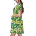 thumbnail image 2 of Disketp Cartoon Koala Bear and Leaf para Vestido de Manga Corta para Mujeres, Vestidos de Verano para Mujeres, Casual y Holgado para la Playa, 2 of 6