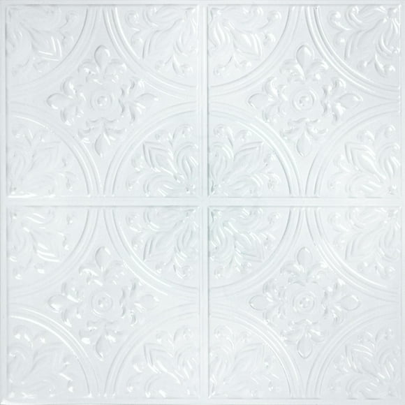 RoomMates Bright White Faux Tin Tile Peel And Stick Backsplash