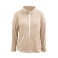 thumbnail image 5 of Enjoytime Sweatshirts for Women Trendy Solid Color Lapel Quarter Zip Pullover Sweatshirt Casual Comfy Long Sleeve Tops Khaki XL, 5 of 8