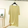 thumbnail image 2 of Kaemgyyd Nightgowns for Women Short Sleeve Round Neck Sleepshirt Soft Casual Pajama Sleep Dress Home Daily Wear Sleepwear（Yellow,One Size）, 2 of 5