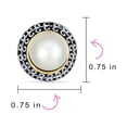 thumbnail image 4 of Bling Jewelry Womens Balinese Dome Button Style Faux White Pearl Clip On Earrings Non Pierced Oxidized Tow Tone, 4 of 5