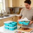 thumbnail image 4 of Lenkho Silicone Bento Lunch Box - 4-Compartment Divided Food Storage Containers with Lids - Stackable & Leak-Proof, BPA-Free - Perfect for Meal Prep, Fruits, Snacks and Fridge Organization, 4 of 6