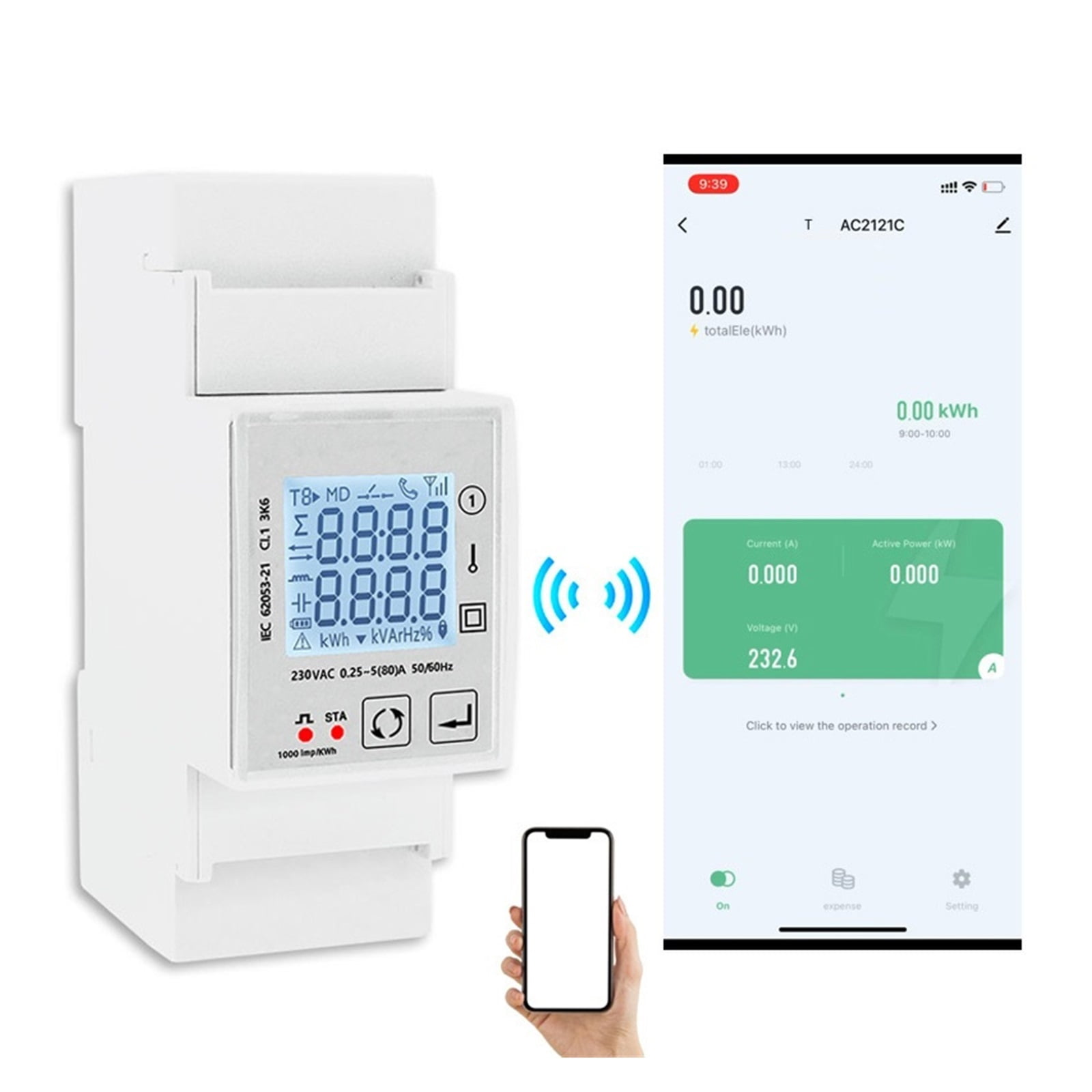 Tuya Smart Power Consumption Switch Energy Monitoring Meter 230V 80A Din Rail Remote Control LCD One Pulse Output ,Safe and Easy