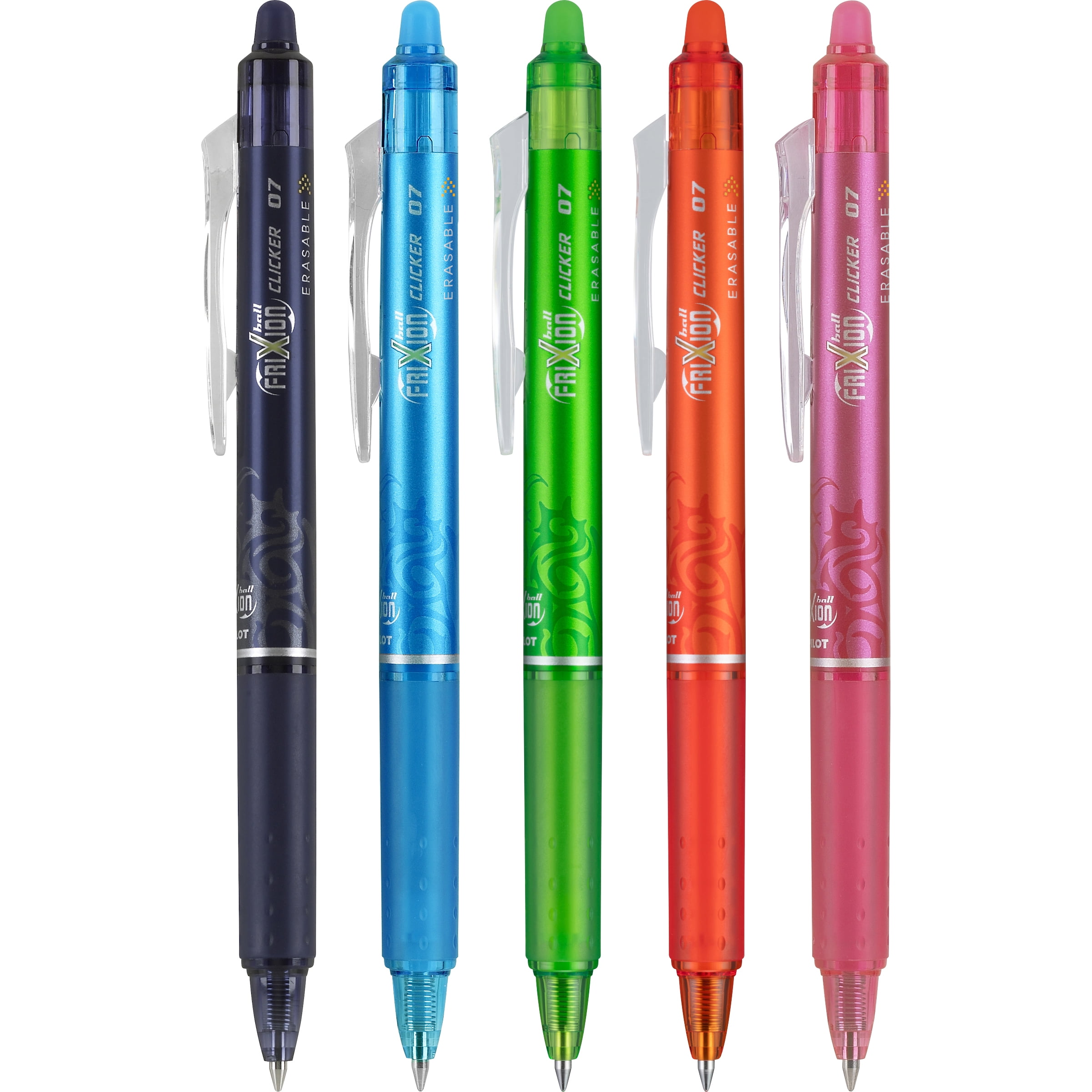 Pilot FriXion Clicker Gel Ink Pens, Fine Point, Assorted, 5 Count, Bonus included