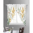 thumbnail image 3 of Yellow Green Botanical Swag Valances for Windows, Rustic Watercolor Leaves Rod Pocket Sheer Valances for Large Windows, Swag Toppers Light Filtering for Kitchen Living Room 2 Panels 36''x63'', 3 of 5