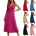 thumbnail image 1 of WRKEKC Robes d'Été Décontractées pour Femmes, Robes d'Été Grande Taille, Robe Unie à Manches Courtes Col Rond Aguichant Élégante Boîte de Nuit Fête Tunique Mini Robes Décontractées Vacances, 1 of 9