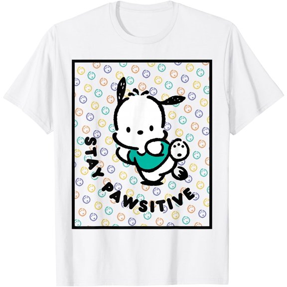 Pochacco Stay Paw-sitive Positive Good Energy Fun Vibes DTG Print Unisex T-Shirt