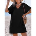 thumbnail image 5 of Vestido de baño CUPSHE de punto gofrado con cuello en V negro S, 5 of 5