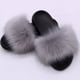 thumbnail image 3 of Pantuflas de pelo de zorro sintético, pantuflas de pelo de piel europea y americana, sandalias y pantuflas para el hogar para mujer, prendas exteriores de EVA, 3 of 6